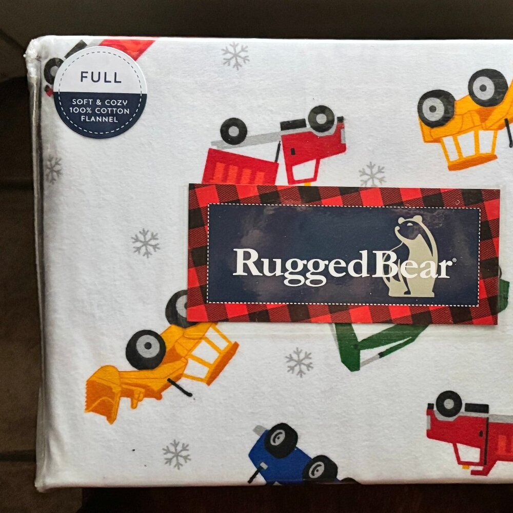 Rugged Bear FULL SIZE Construction Trucks Cotton Flannel Sheet Set (warm&toasty)